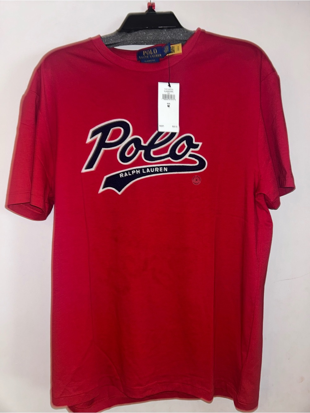 Ralph Lauren Red Polo Script Logo Short Sleeve Tee